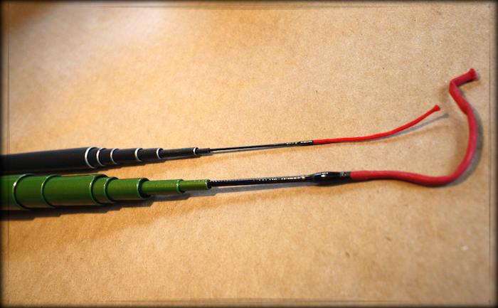 The tip and lilian of the Kyojin vs. that of a typical tenkara rod